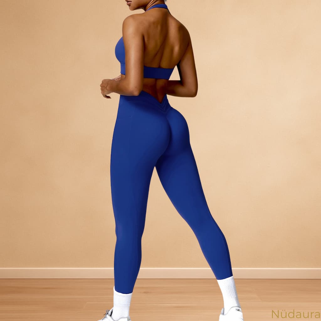 Nüdaura AeroForm Set – Bold Blue color, back view pose.