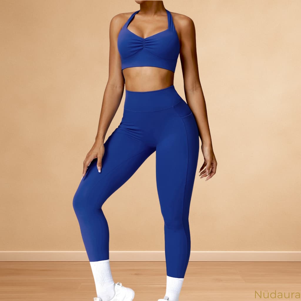 Nüdaura AeroForm Set – Bold Blue color, front stance pose.