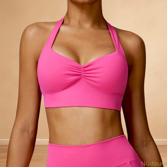 Nüdaura AeroForm Tank – Bright Pink color, front close-up pose.