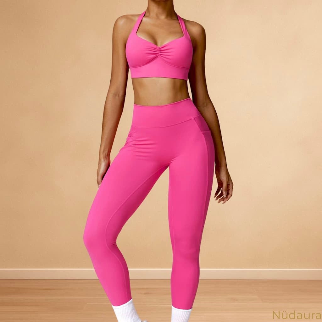 Nüdaura AeroForm Tank – Bright Pink color, full body stance pose.
