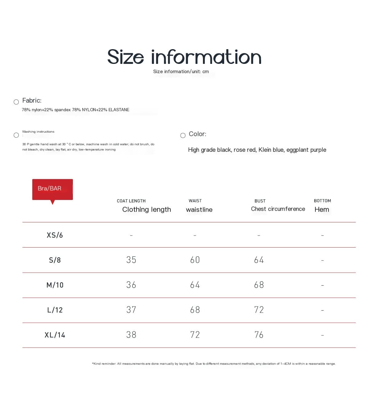 Size chart for Nüdaura AeroForm Tank – Quick-Dry Bra-Top Hybrid, showing fabric composition and bust/waist measurements from S to XL.