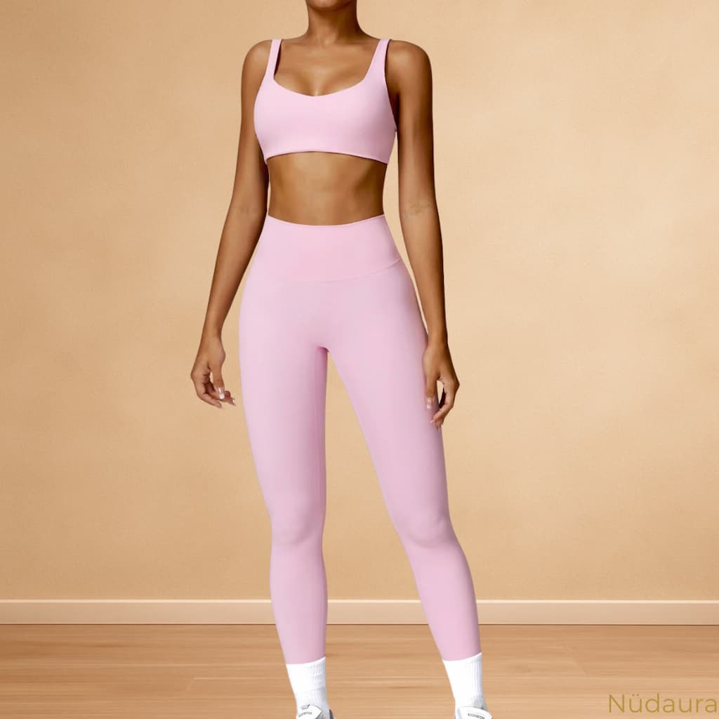 Nüdaura ContourFlow Set – Light Pink color, front full-body pose.