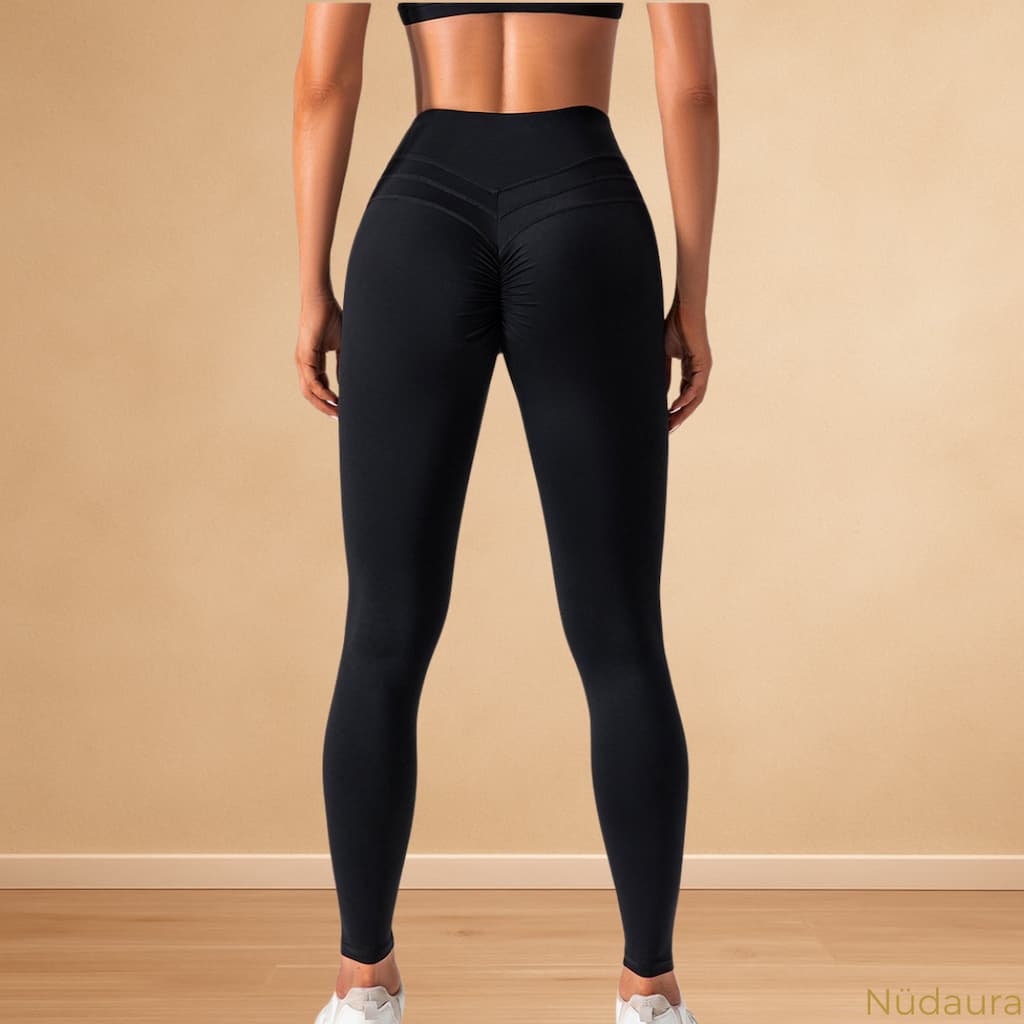 Nüdaura NudeFeel Sculpt Leggings – Classic Black color, back pose.