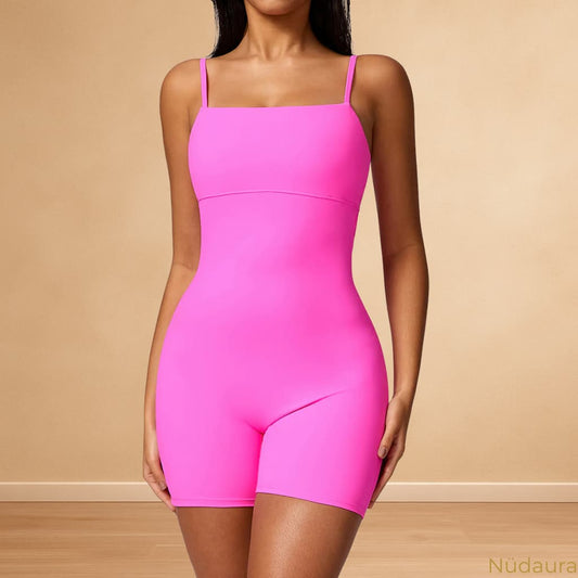 Nüdaura SculptForm Jumpsuit – Bold Pink color, front pose.