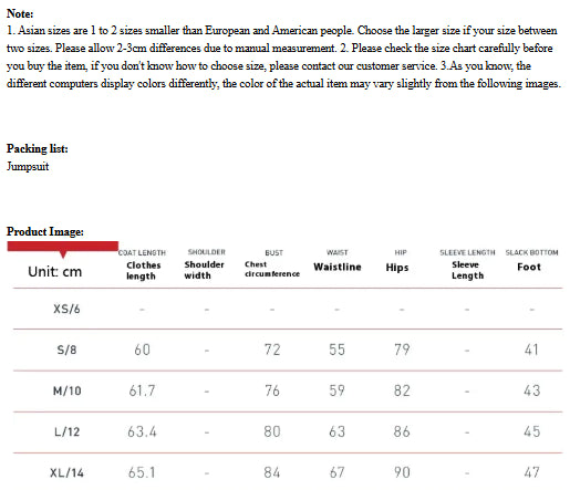 Size chart for Nüdaura SculptForm Jumpsuit – measurement guide by size in cm.