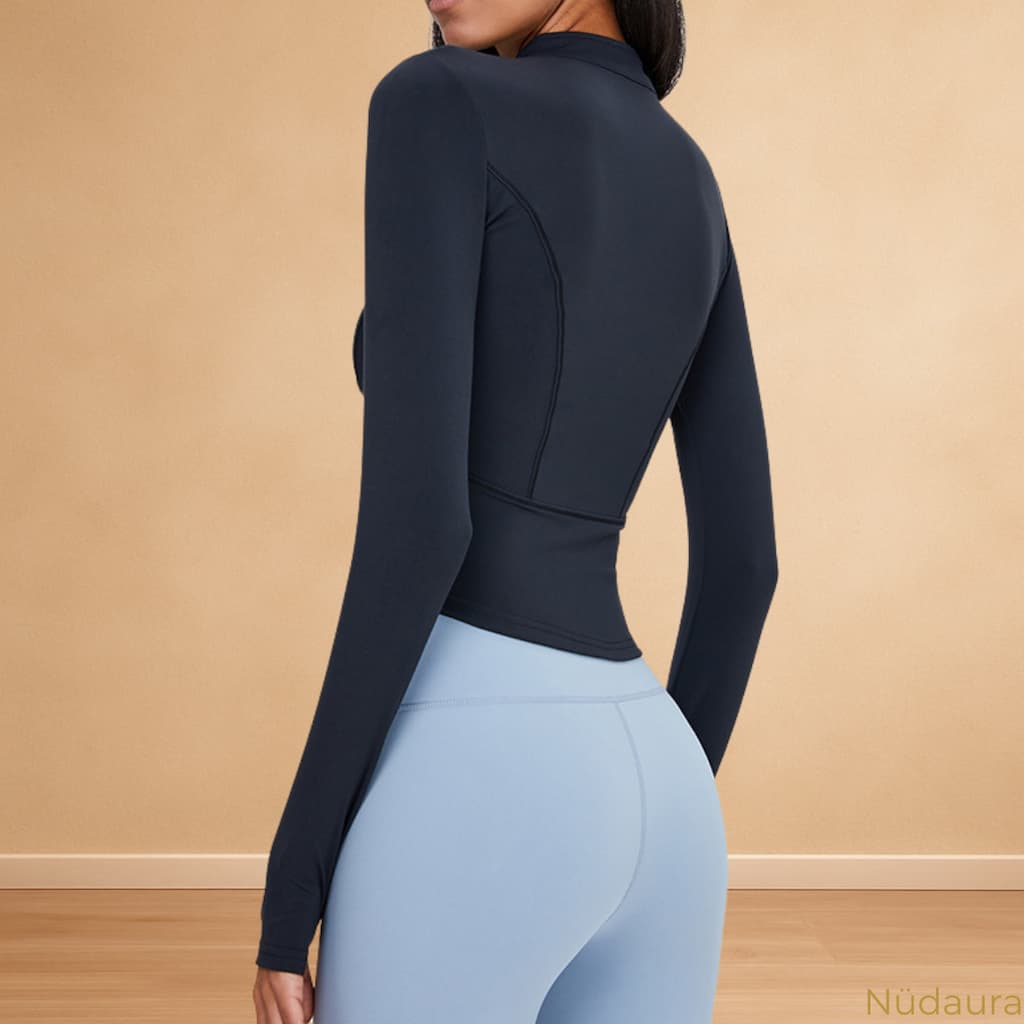 Nüdaura ThermalFlow Jacket – Classic Black color, back view.