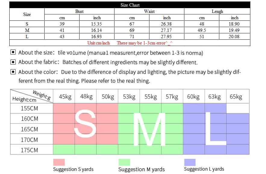 Size chart for Nüdaura ThermalFlow Jacket – includes bust, waist, and length in cm/inch plus height-weight recommendation grid for sizes S, M, L