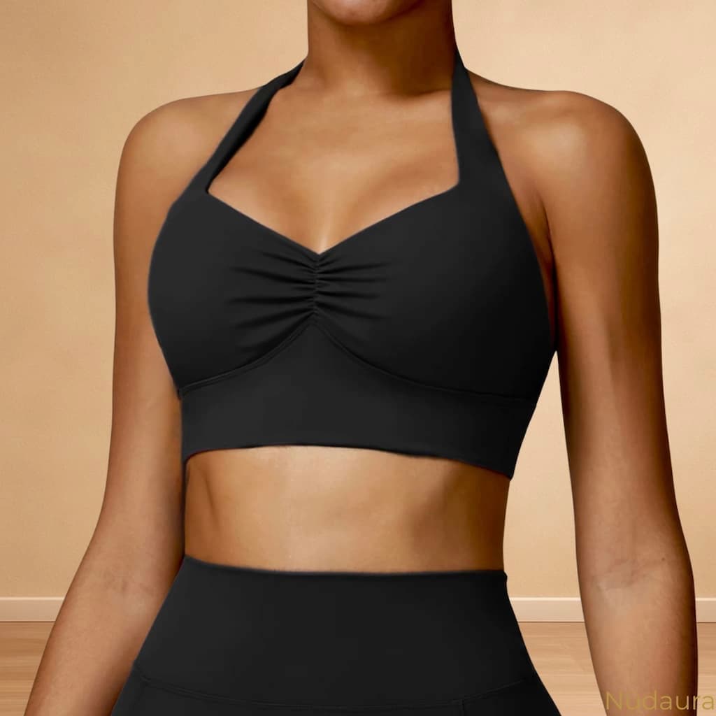Nüdaura AeroForm Tank – Classic Black color, front view pose.