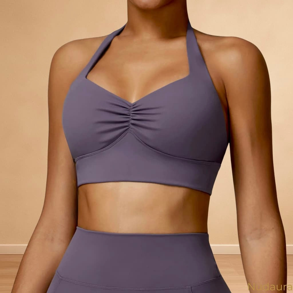 Nüdaura AeroForm Tank – Muted Plum color, front pose.